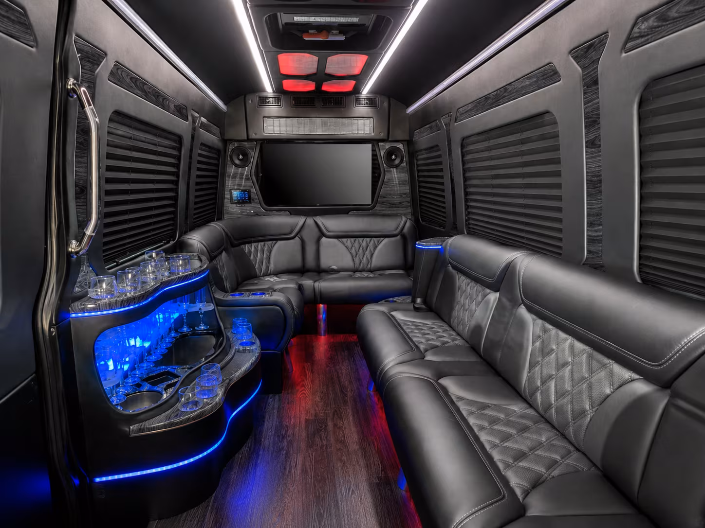tracy 30 passenger party bus interior