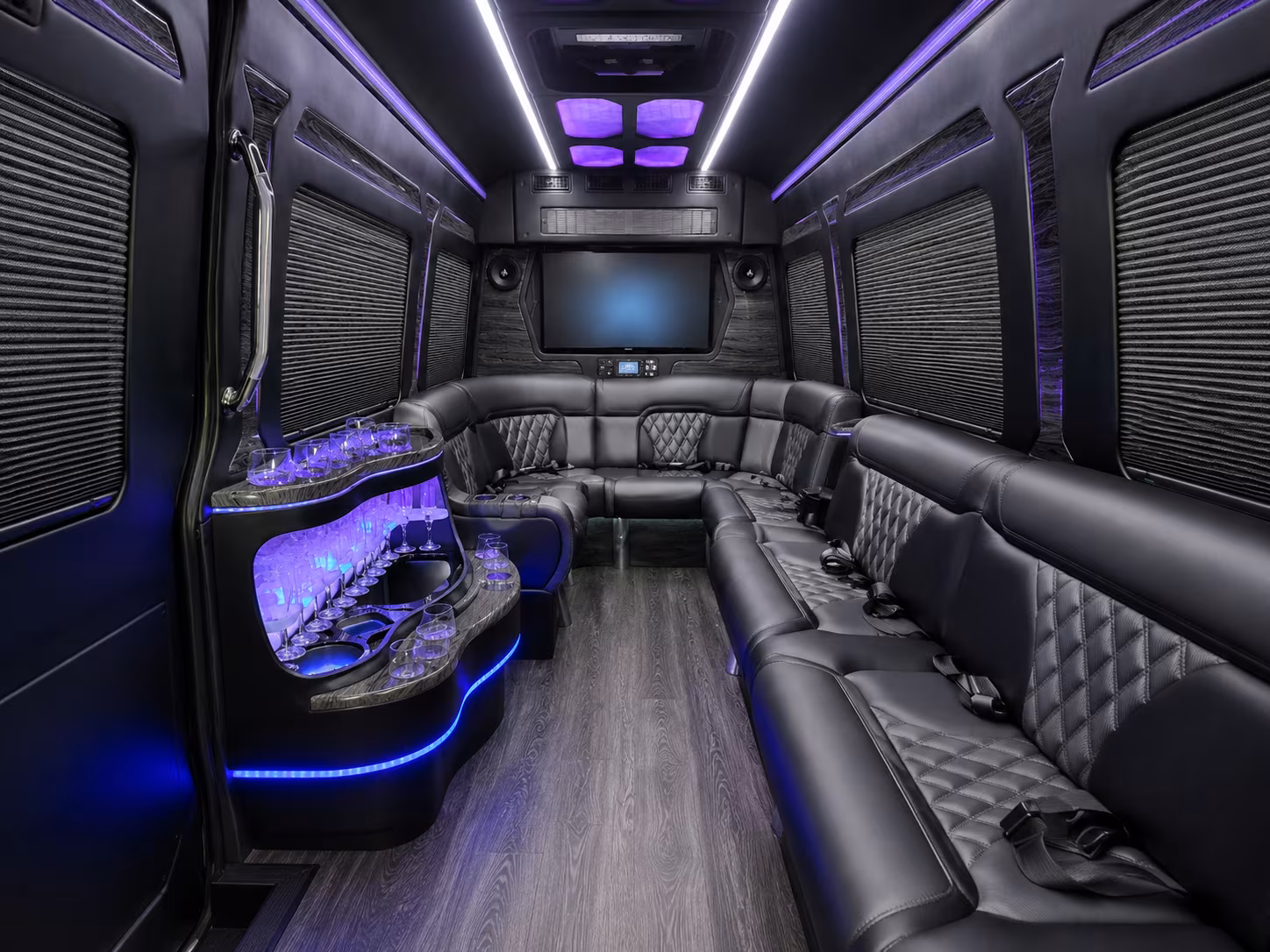 tracy 40 passenger party bus interior